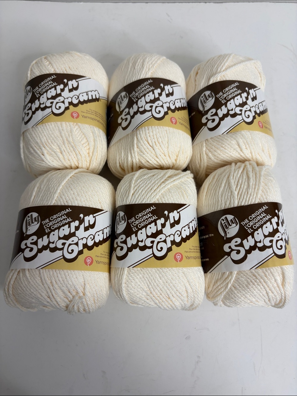 New Lily Sugar n Cream Yarn Bundle Soft Ecru Cotton Medium 4 Made in Canada